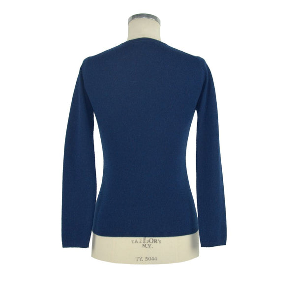 Elegante maglione in cashmere in scollo a V in blu