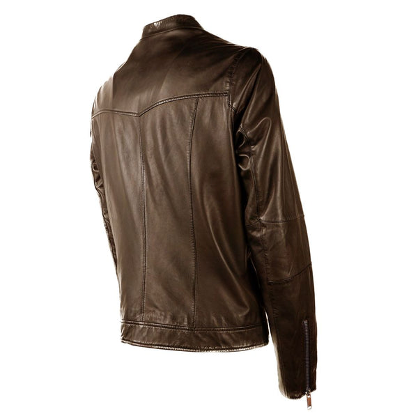 Veste en cuir marron