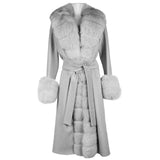 Elegant Wool Coat with Luxurious Fox Fur Trim