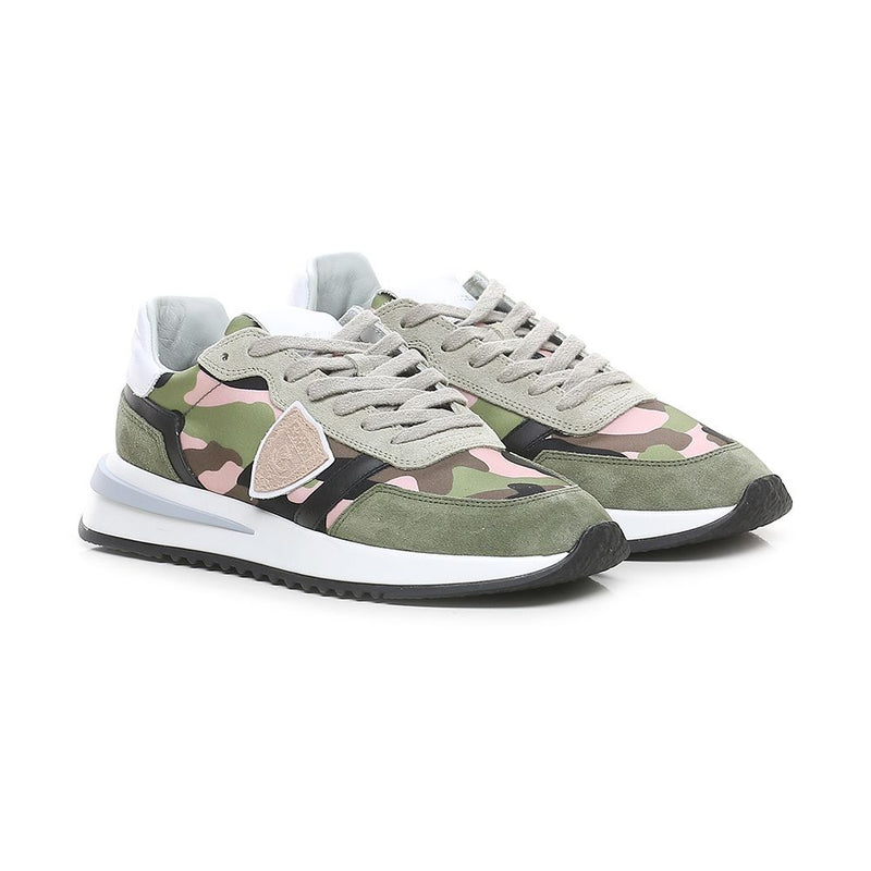 Chic Army Suede-Trimmed Fabric Sneakers