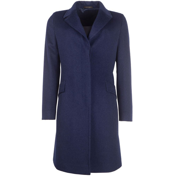 Elegante cappotto blu di lana vergine per lei