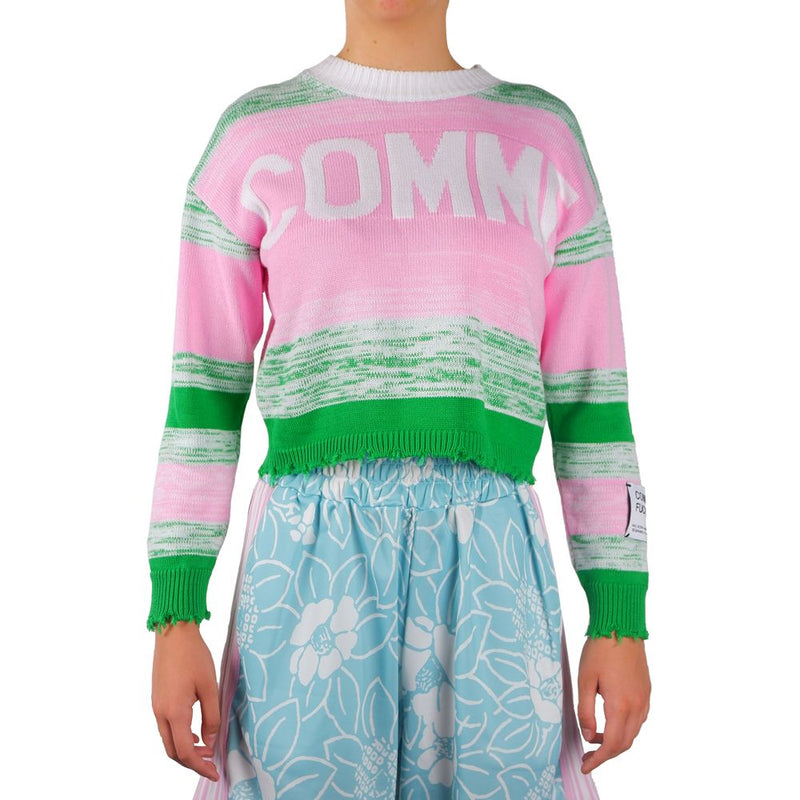 Pink Viskose Blend Crewneck Statement Sweater