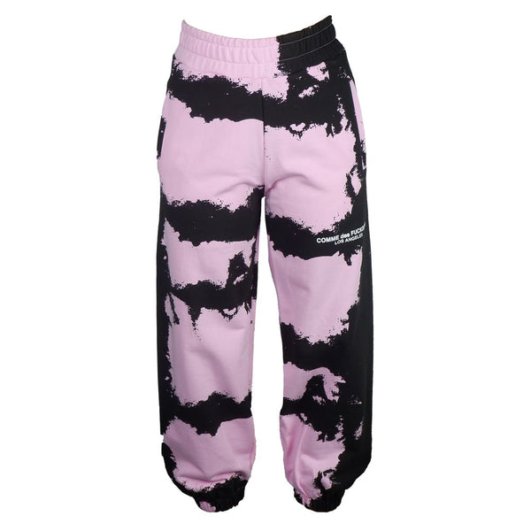 Chic Pink Print Cotton Track Hosen