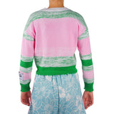 Pink Viskose Blend Crewneck Statement Sweater