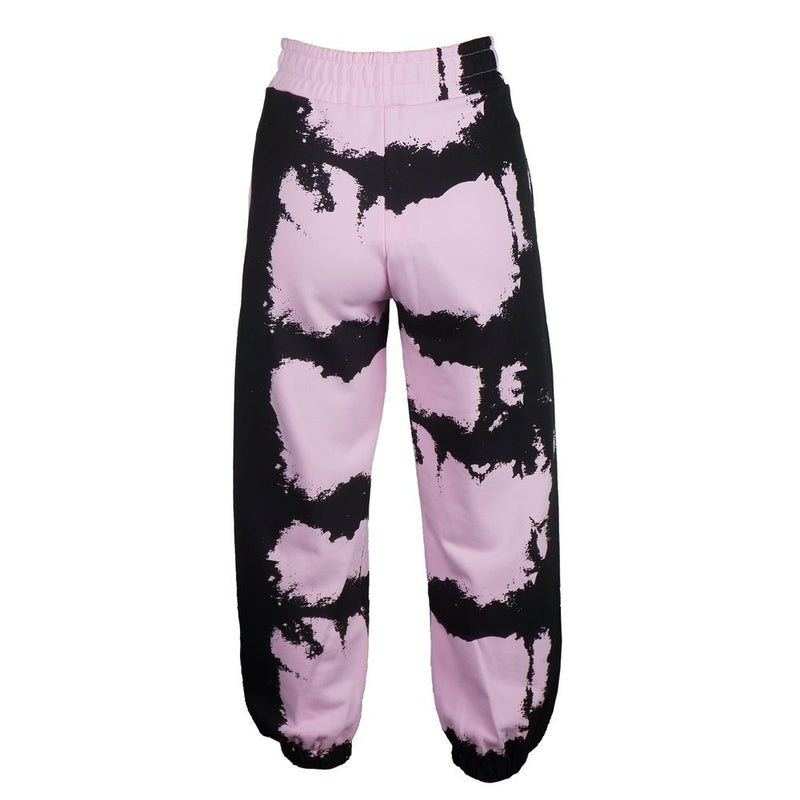 Chic Pink Print Cotton Track Hosen