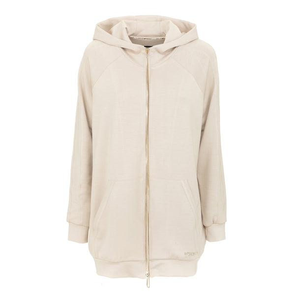 Sweat à capuche beige à imprimé à l'arrière floral pour femmes