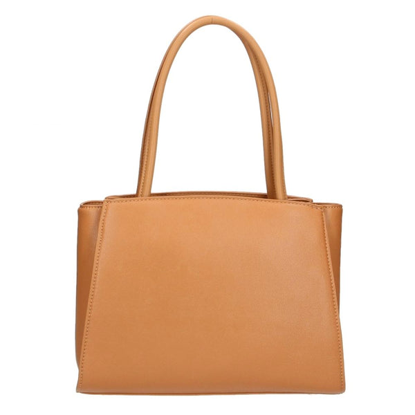 Chic Brown Eco-Leather Shopper με Silver Logo