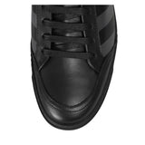 Stylish Calfskin Sneakers with Iconic Grey Stripes