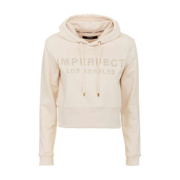 Beige Strass Logo Hoodie