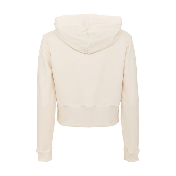 Sudadera con capucha de logotipo de dhinestone beige