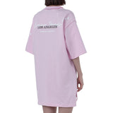 Vestido de camiseta de algodón rosa elegante con estampado único