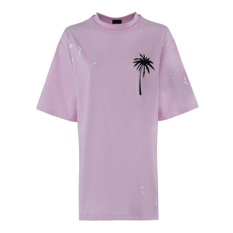 Robe t-shirt en coton rose chic avec imprimé unique