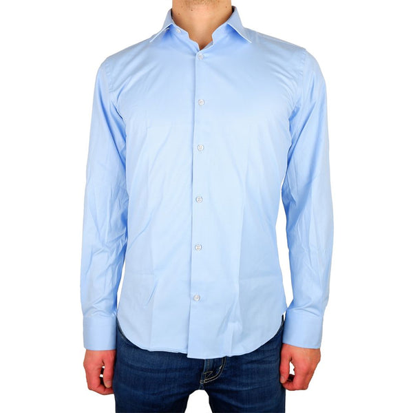 Elegante camicia di milano in raso azzurro