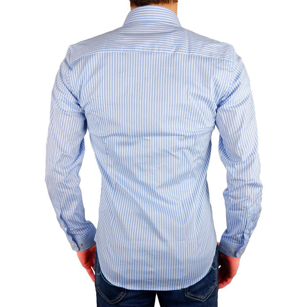 Elegante camisa de algodón azul claro de Milano