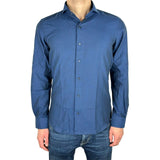 Elegante camicia di Oxford blu milano solido