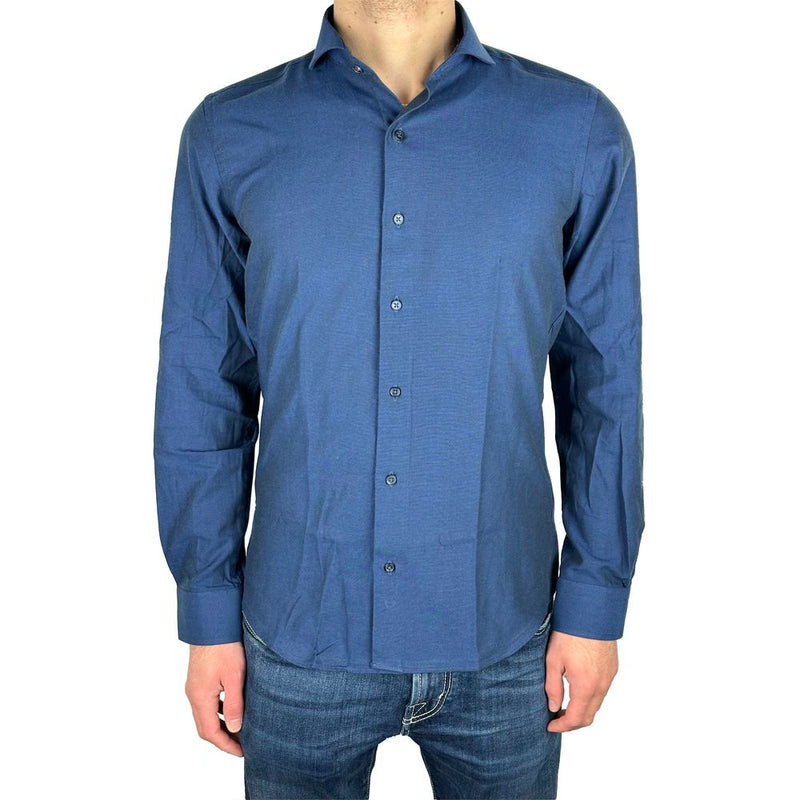 Elegante camisa de oxford azul sólido de Milano