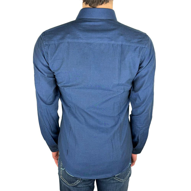 Elegante camicia di Oxford blu milano solido