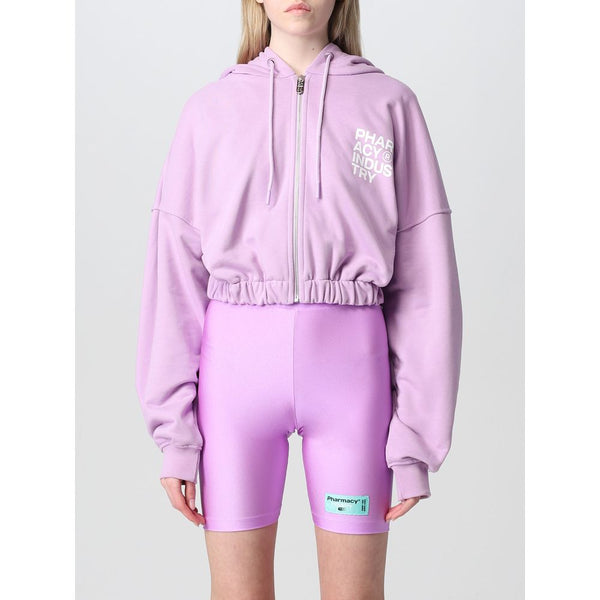 Sweat à capuche en coton violet en peluche avec fermeture à fermeture éclair