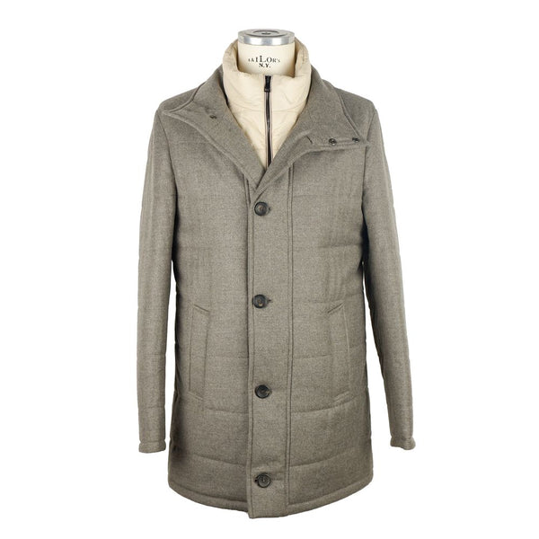 Elegante chaqueta de lana gris crashmere