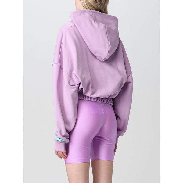 Sweat à capuche en coton violet en peluche avec fermeture à fermeture éclair