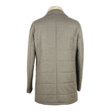 Elegante chaqueta de lana gris crashmere