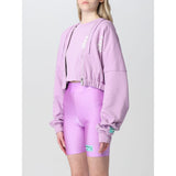 Sweat à capuche en coton violet en peluche avec fermeture à fermeture éclair