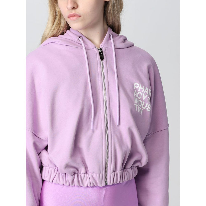 Sweat à capuche en coton violet en peluche avec fermeture à fermeture éclair