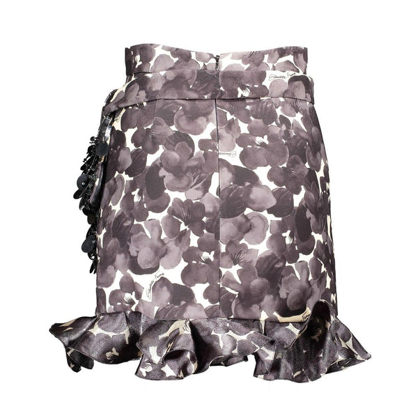 Elegante falda de satén floral Ruched Ruched