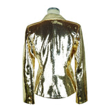 Veste jaune à double serrage à paillettes chic