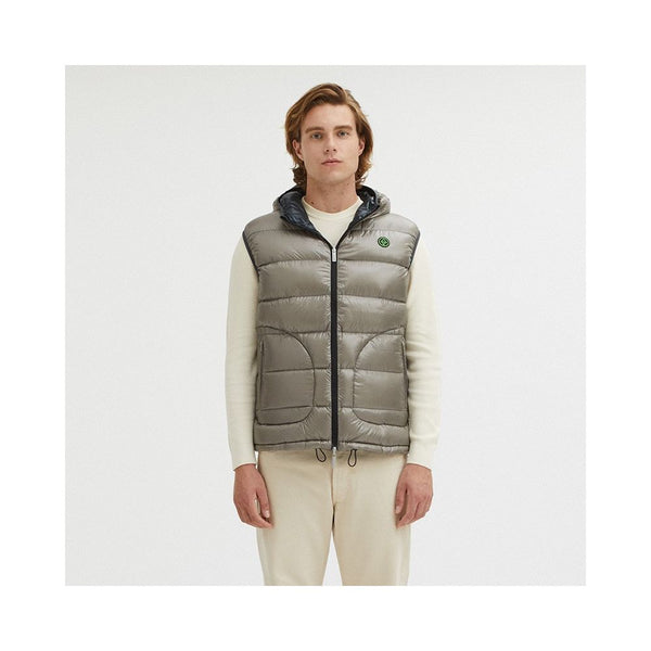 Gilet à capuche réversible à l'oie en gris