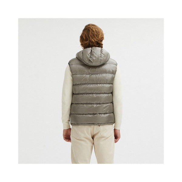 Gilet à capuche réversible à l'oie en gris