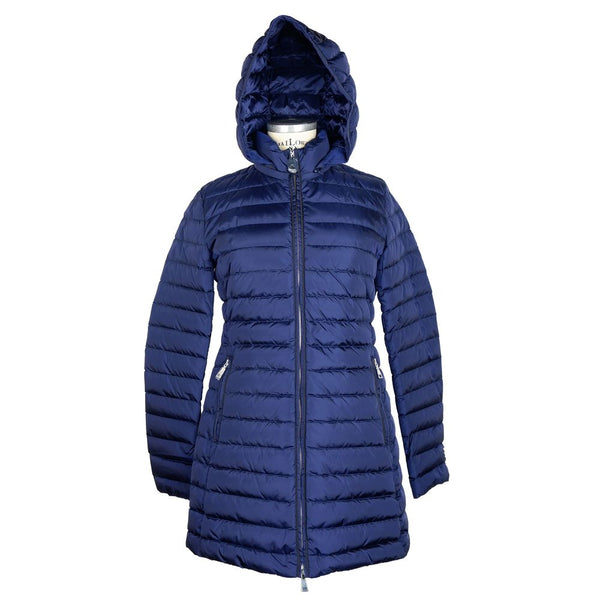 Elegante Blue Down Pufferjacke mit Kapuze