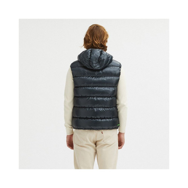 Reversible Goose Down Hooded Vest in Gray