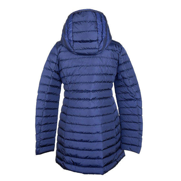 Elegante Blue Down Pufferjacke mit Kapuze