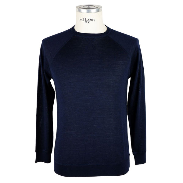 Eleganter blauer Kaschmir -Mischungs -Crewneck -Pullover