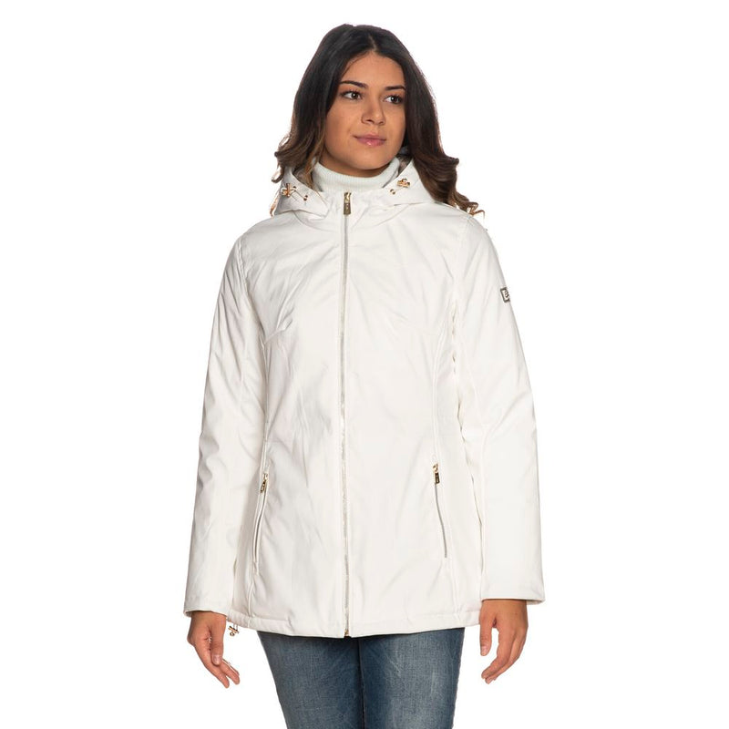 Chaqueta blanca con capucha blanca para mujeres