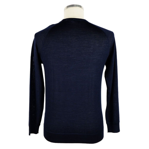 Eleganter blauer Kaschmir -Mischungs -Crewneck -Pullover