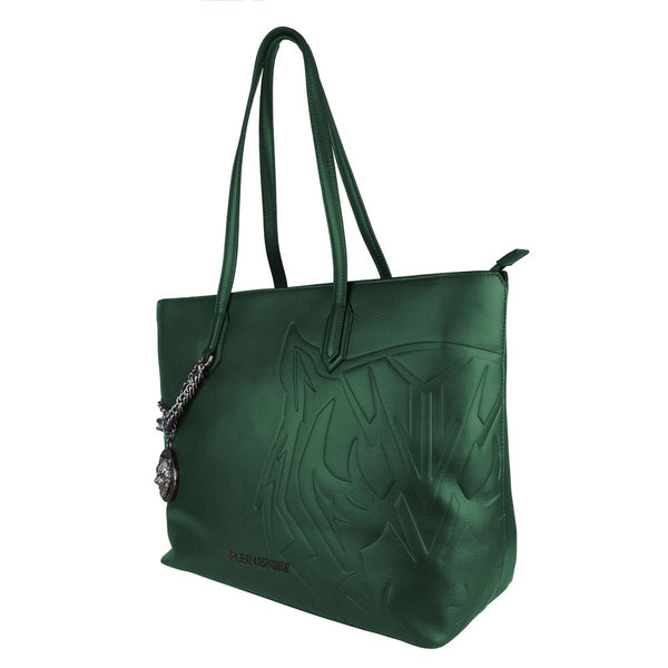 Borsa a tracolla verde scuro eco-chic con dettaglio a catena