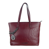 Eco-Leather Chic Burgundy Shopper with Chain Detail