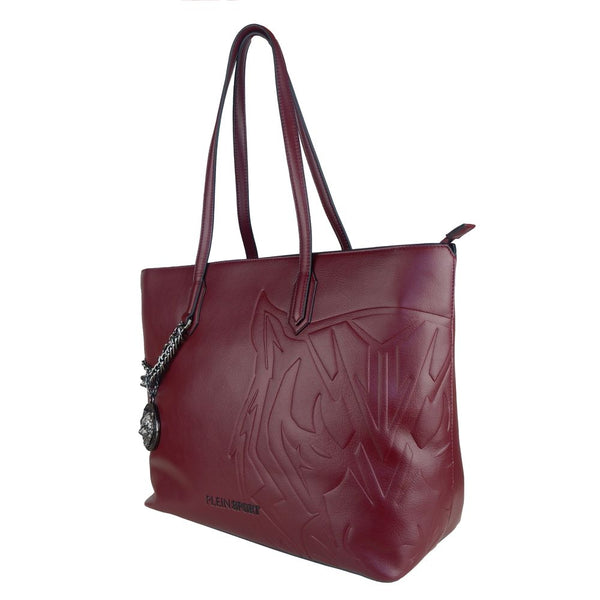 Öko-Leather Chic Burgundy Shopper mit Kettendetails