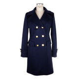 Élégant manteau de dames en laine bleu vierge