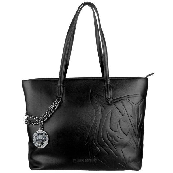 Elegante bolso de comprador de cuero ecológico negro