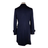 Elegant Blue Virgin Wool Ladies Coat