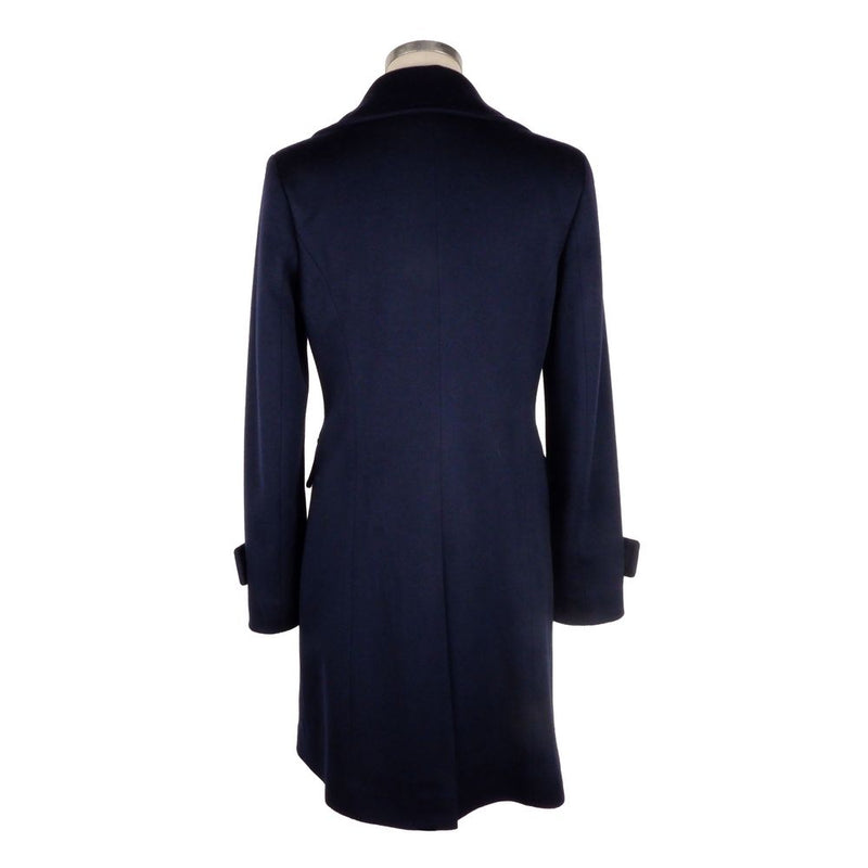 Elegante cappotto da donna di lana vergine blu