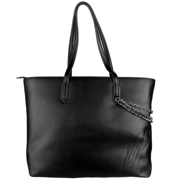 Elegante bolso de comprador de cuero ecológico negro