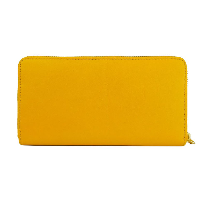 Elegant Calfskin Leather Wallet in Vibrant Yellow