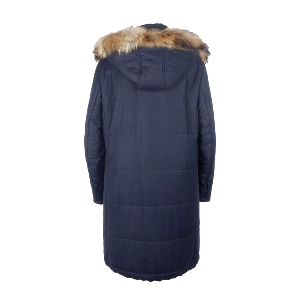 Blue Wool Men's Raincoat