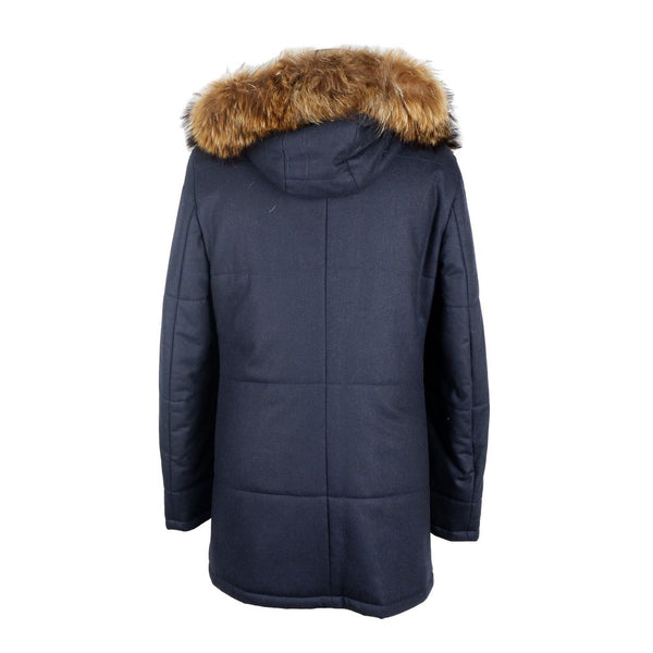 Elegante blaue Woll-Cashmere-gepolsterte Jacke