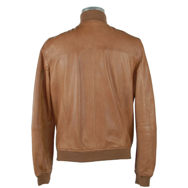 Elegant Brown Leather Jacket for Men