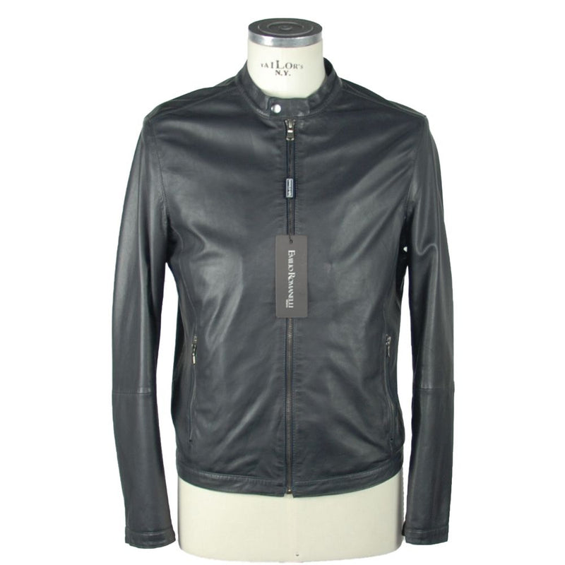 Saphir -Eleganz -Lederjacke